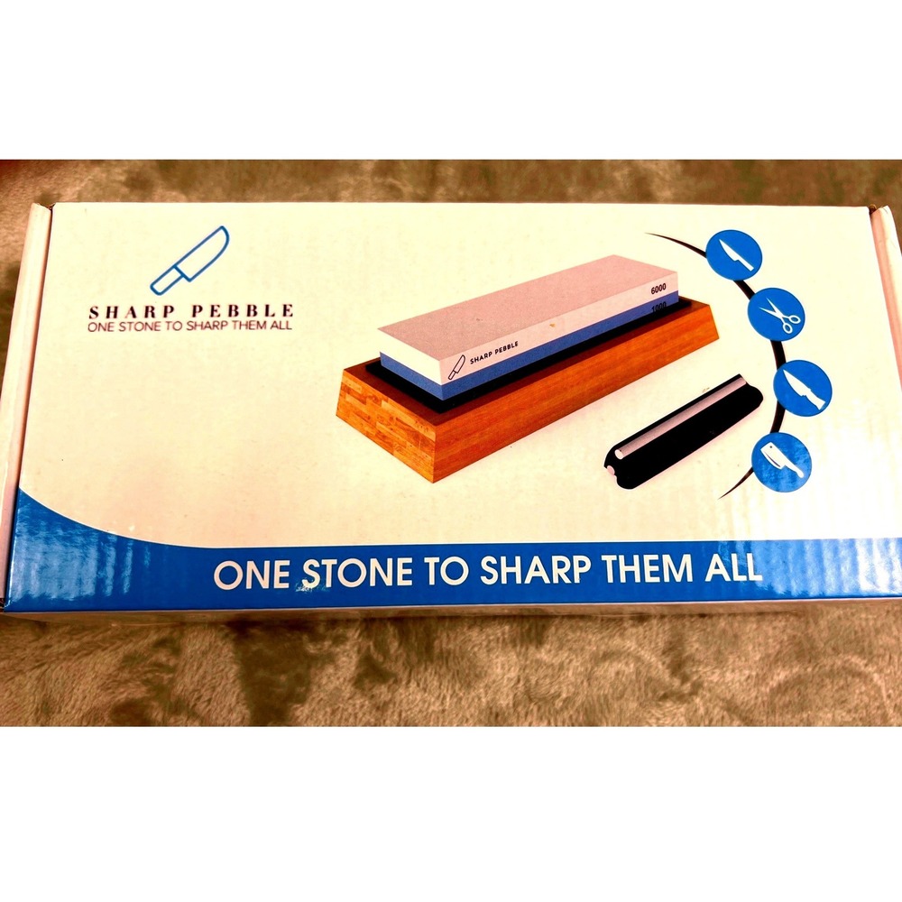 Sharp Pebble Premium Whetstone Knife Sharpening Stone 1000/6000 Grit Bamboo Base